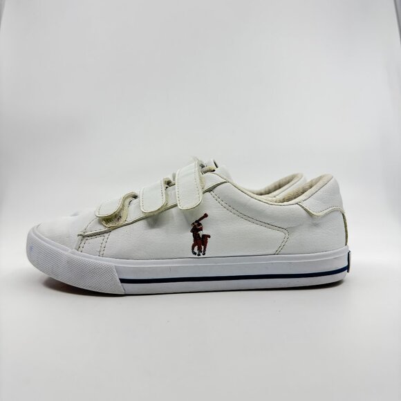 Polo Ralph Lauren Sneaker Size 2 Easten II Kids White Easy Strap Skateboard - Picture 1 of 9